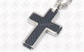 Carbon Fiber Cross Pendant Black 316L Stainless Steel Jewelry 1