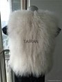 Women's mongolian fur slim fit vest with coin beads trimming  4