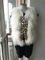 Women's mongolian fur slim fit vest with coin beads trimming  2