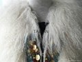 Women's mongolian fur slim fit vest with coin beads trimming  3