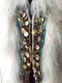 Women's mongolian fur slim fit vest with coin beads trimming  5