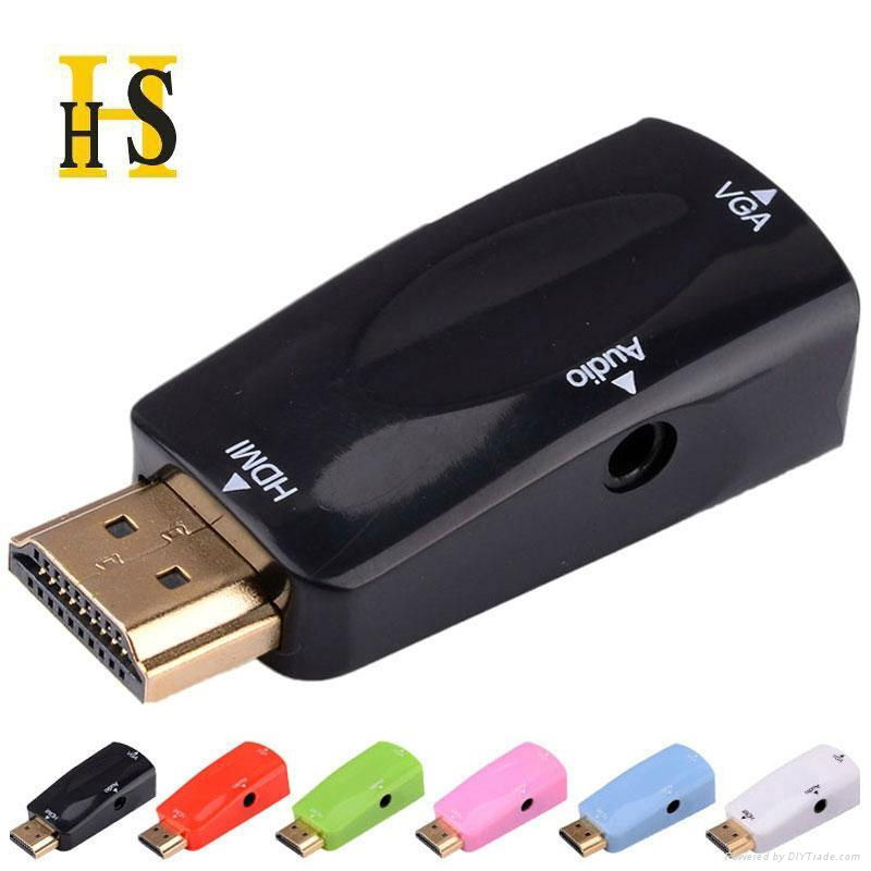 hdmi to vga adapter male to female with audio 3.5mm cable 50cm or 100cm Six colo