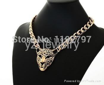 Hot 2015 Cheap Costume Jewelry Enameled Leopard Pendant Necklace Earrings Weddin 2