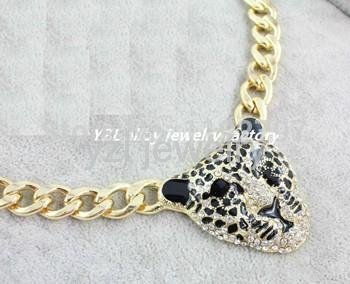 Hot 2015 Cheap Costume Jewelry Enameled Leopard Pendant Necklace Earrings Weddin 3