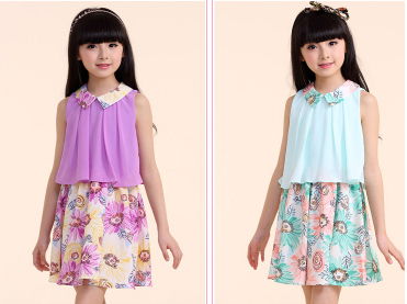 2015 new fashion children kids girls dresses  formal dress summer  5