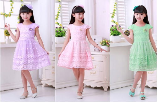 2015 new fashion children kids dress girls summer style party chiffon wedding 