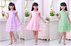 2015 new fashion children kids dress girls summer style party chiffon wedding 