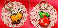 2d custom shaped soft pvc Christmas keychain