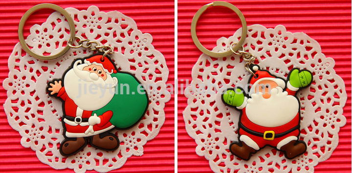 2d custom shaped soft pvc Christmas keychain 2