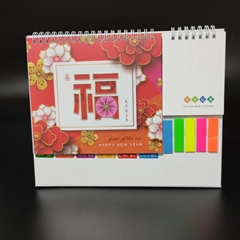 Desktop calendar with sticky notes