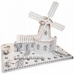 DIY kids play cardboard doodle house doodle toy DIY 3D puzzle 3D paper toy Drawi