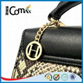 H letter hollow round custom handbag metal logo tag with chain and hook 5