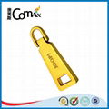 Luxury gold metal bag and clothing zipper puller with engraved logo 2