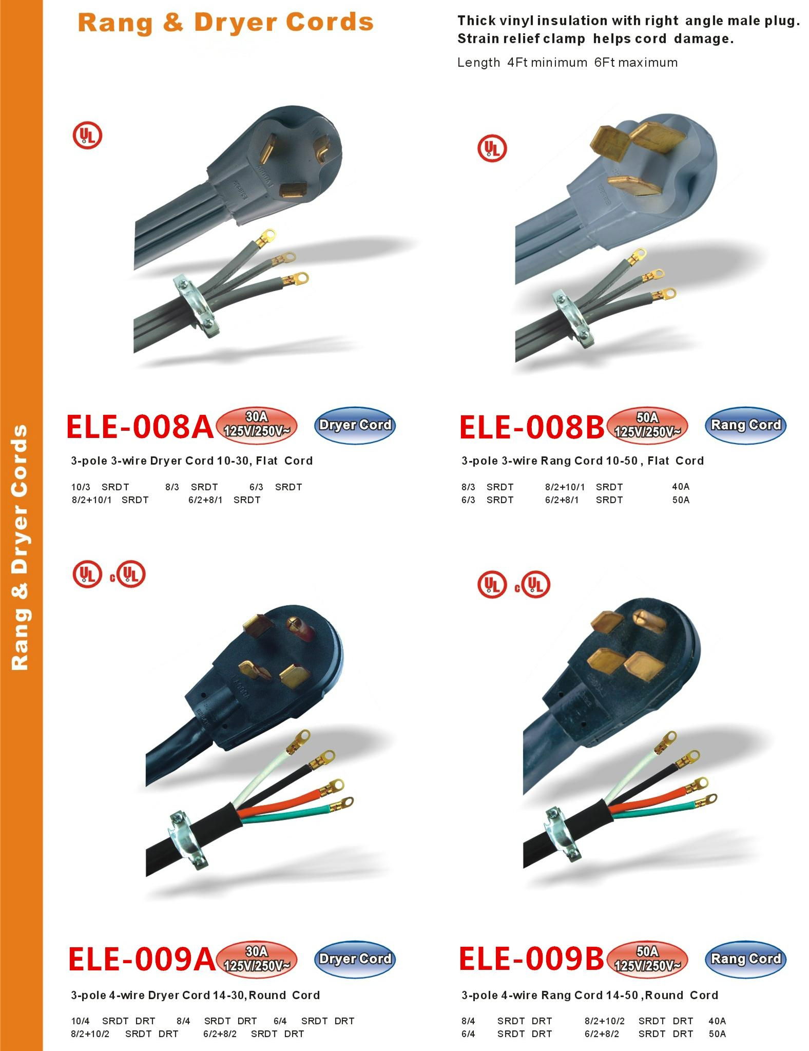 4 wire SRDT 50A Range Cord and Dryer Cord 5