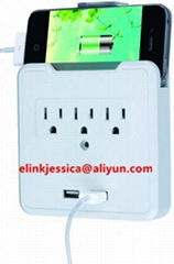  3 outlet 6outlet Indoor Wall Taps , Adapter Current Taps, wall outelt with USB 