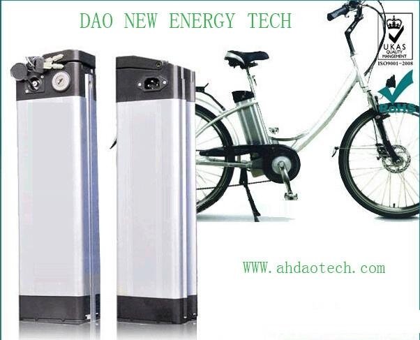 24V 10Ah ebike battery pack with charger silver fish type