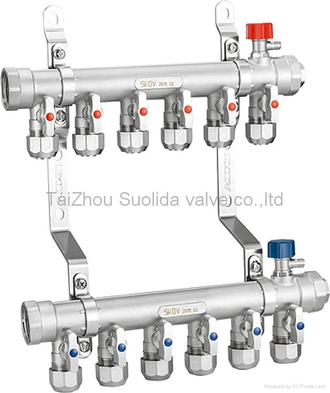 Brass manifolds with double ball valve by nickel plated 2