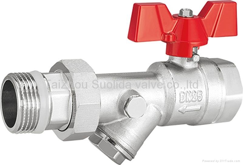 Brass filter ball valve with union