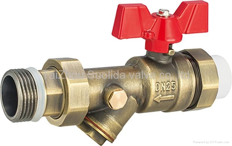 Brass filter ball valve with union 1"*25PP-R 
