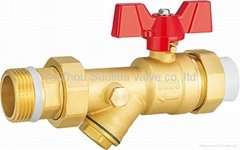 Brass filter ball valve and ball valve with union
