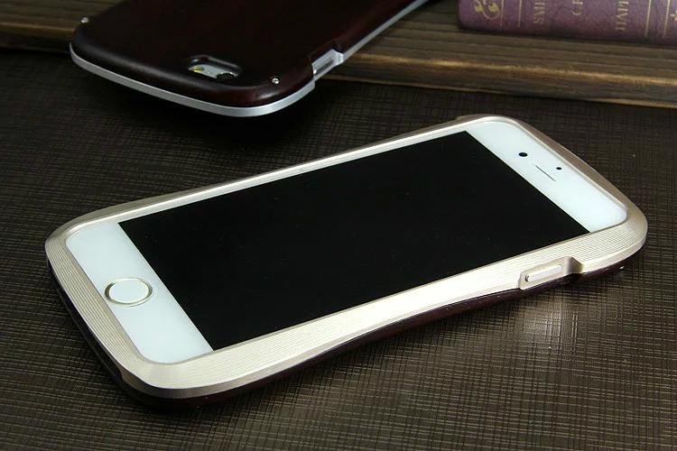 Aluminum metal bumper with wood back plate cover for iPhone 6  5