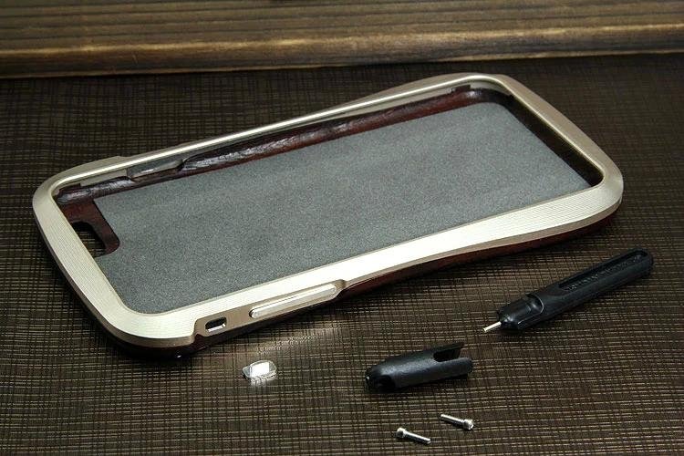 Aluminum metal bumper with wood back plate cover for iPhone 6  2