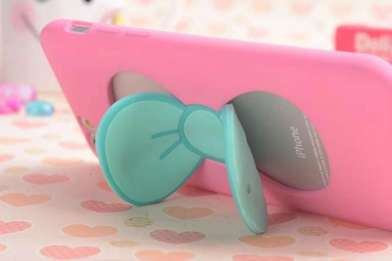 New arrival Cute bowknot kickstand silicone cover case for iPhone 6  4