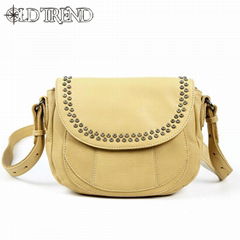 OLD TREND 2015 NEW Small Genuine leather Women Messenger bags Candy Color Rivet 