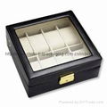 OEM High class glass top Natural Wooden watch gift display box 3