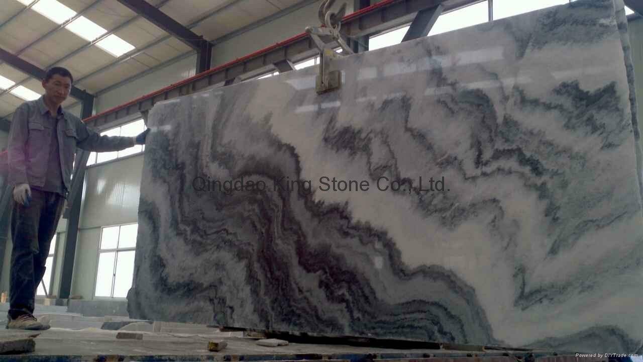 Cheap white-gray marble slab  3