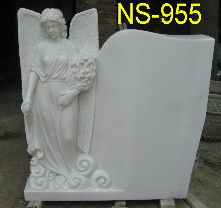 Natural stone carved angel statue headstone monument