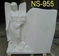 Natural stone carved angel statue headstone monument