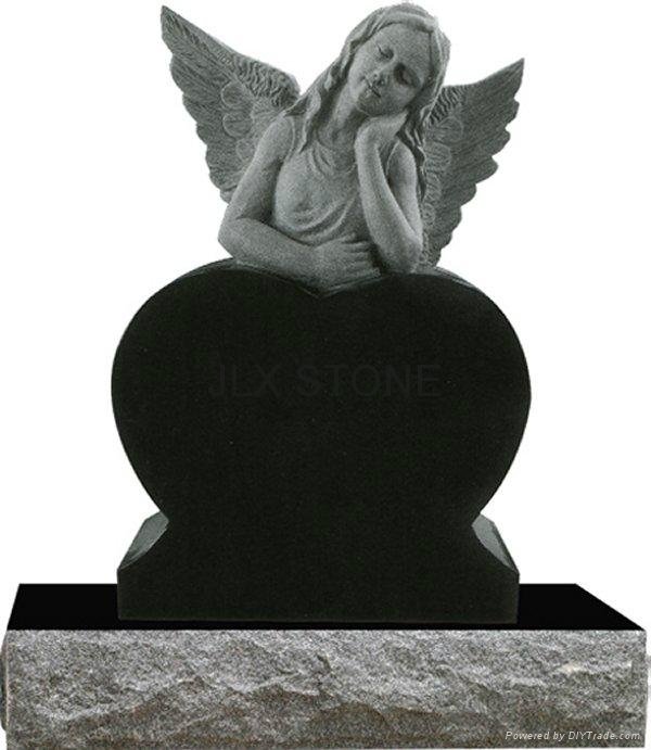 Granite Angel with heart tombstones 4