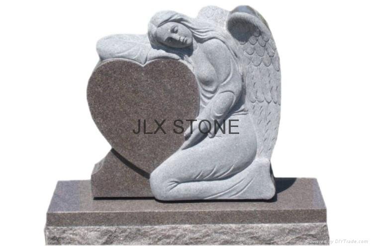 Granite Angel with heart tombstones 2