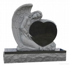 Granite Angel with heart tombstones