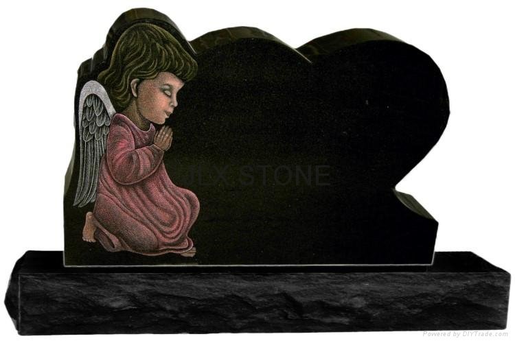 Granite Angel with heart tombstones 3