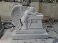 Natural stone carved angel statue headstone monument 3