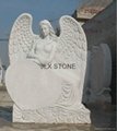 Natural stone carved angel statue headstone monument 5