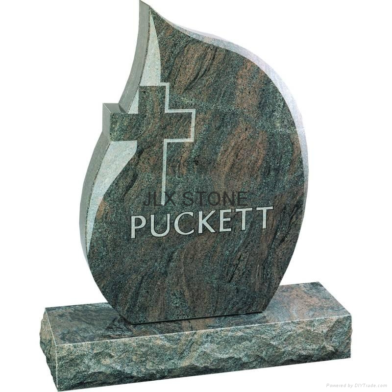 Granite cross design headstone tombstone with rose carving JLX07