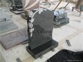 Black granite headstone flower carving monument for cemetery 5