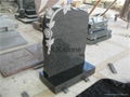 Black granite headstone flower carving monument for cemetery 1