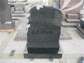 Black granite headstone flower carving monument for cemetery 3