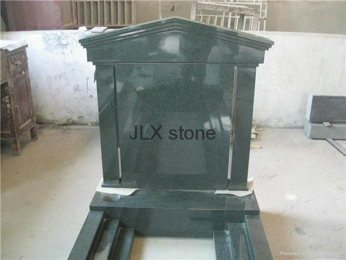 Green headstone granite tomstone with kerbset 3