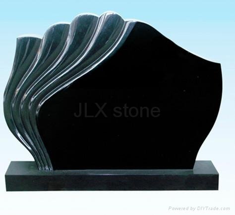 Poland style headstone black monument with flower carving 2