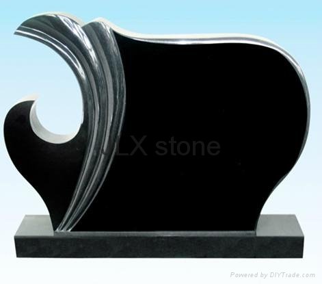 Poland style headstone black monument with flower carving 4