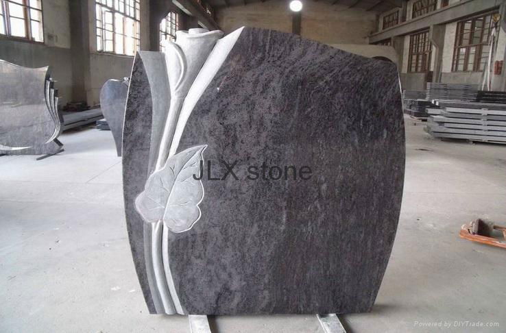 Italian granite headstone with flower carving 2