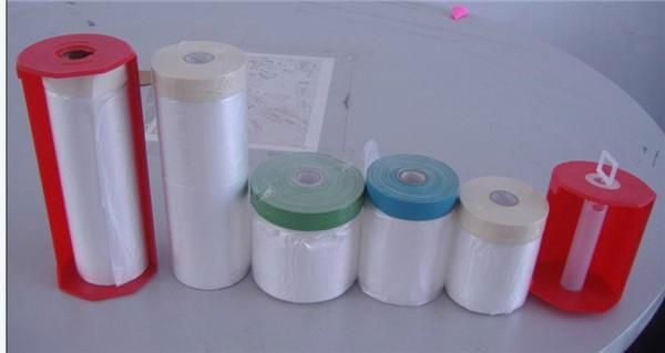 Pre-taped masking film for car spraying - HDPE