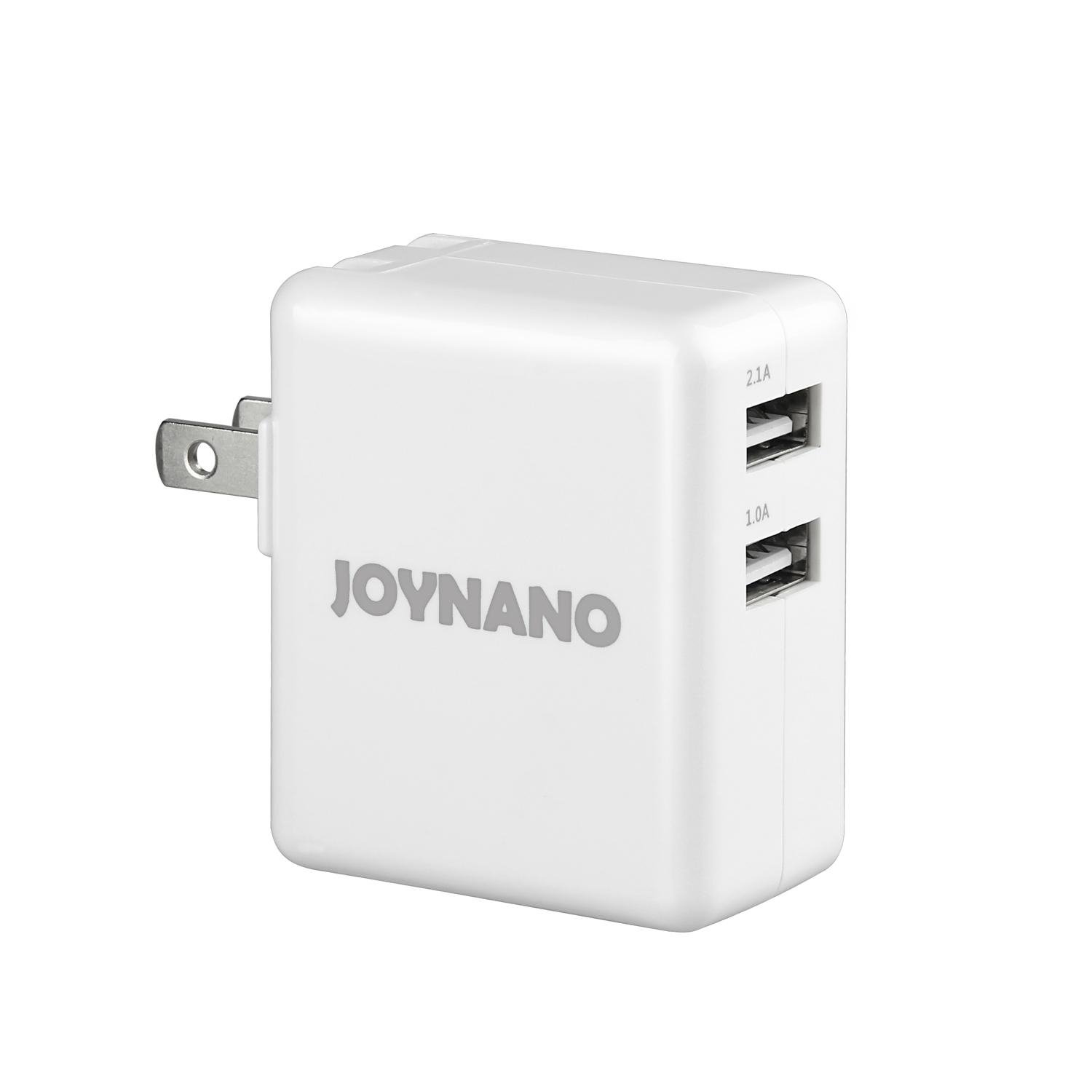 JoyNano 11W 2-Port USB Travel Charger 5V 1A 2.1A Folding Plug
