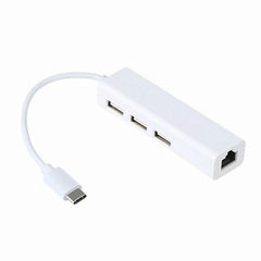 JoyNano USB Type-C to 3-Port USB 3.0 Hub with Ethernet Adapter