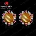 GS0000221-P18K FS Cat's Eye Gold Earring with Diamond 5